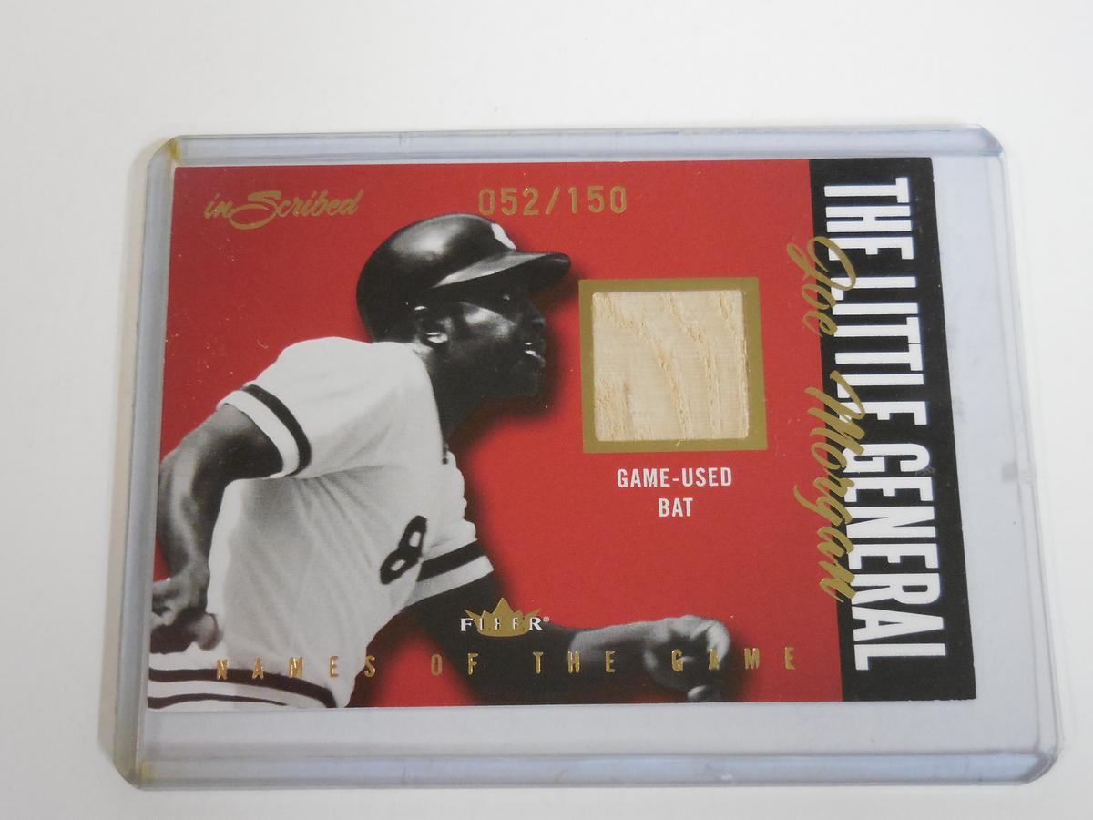 2004 FLEER INSCRIBED JOE MORGAN GAME USED BAT CARD CINCINNATI REDS