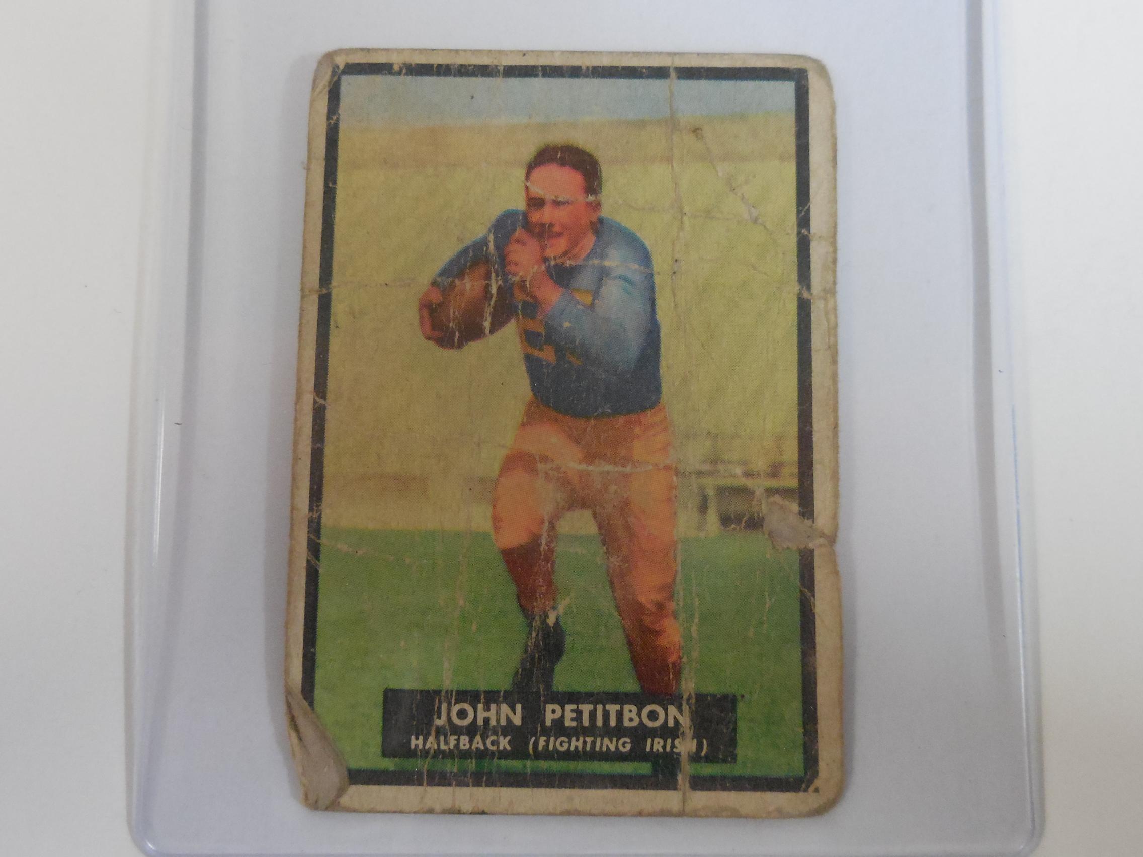 RARE 1951 TOPPS MAGIC #33 JOHN PETITBON ROOKIE CARD NOTRE DAME