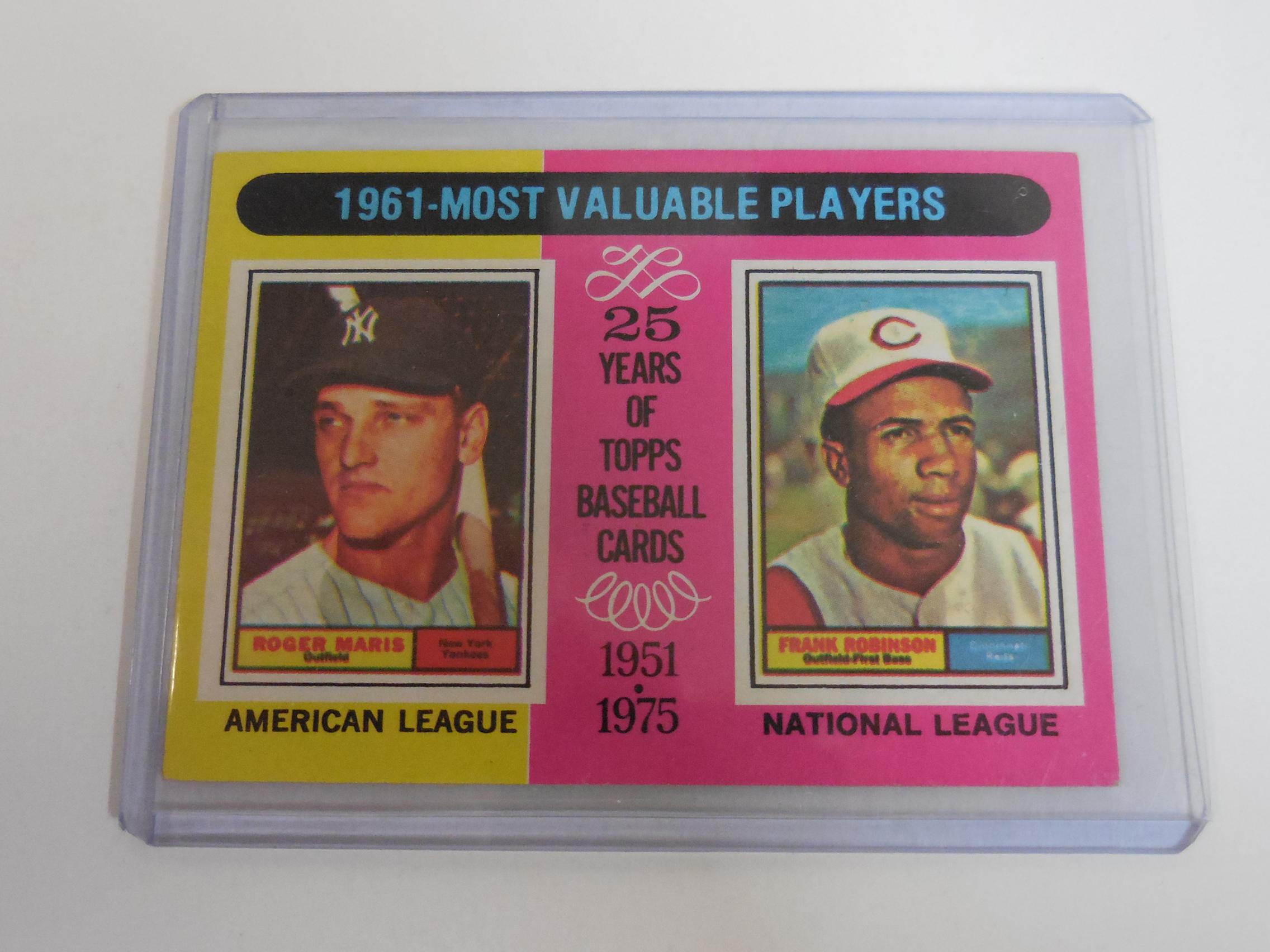 1975 TOPPS BASEBALL ROGER MARIS FRANK ROBINSON 1961 MVP'S