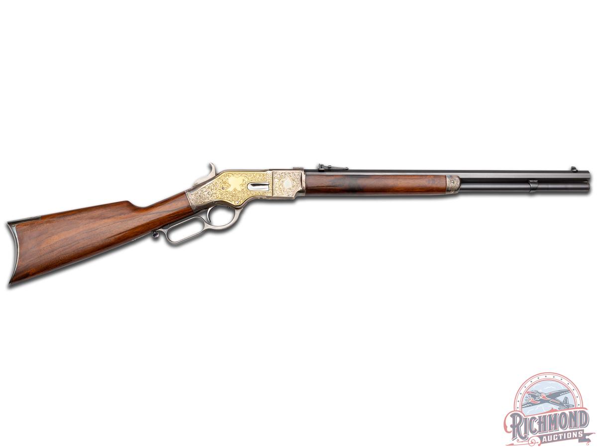 Rare A.Uberti 1866 Highly Engraved L.D. Nimschke .44-40 Lever Action Carbine Rifle & Original Box