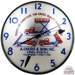 Cresci Quality & Service 15" Lighted Telechron Advertising Clock w/ Truck Graphics NJ