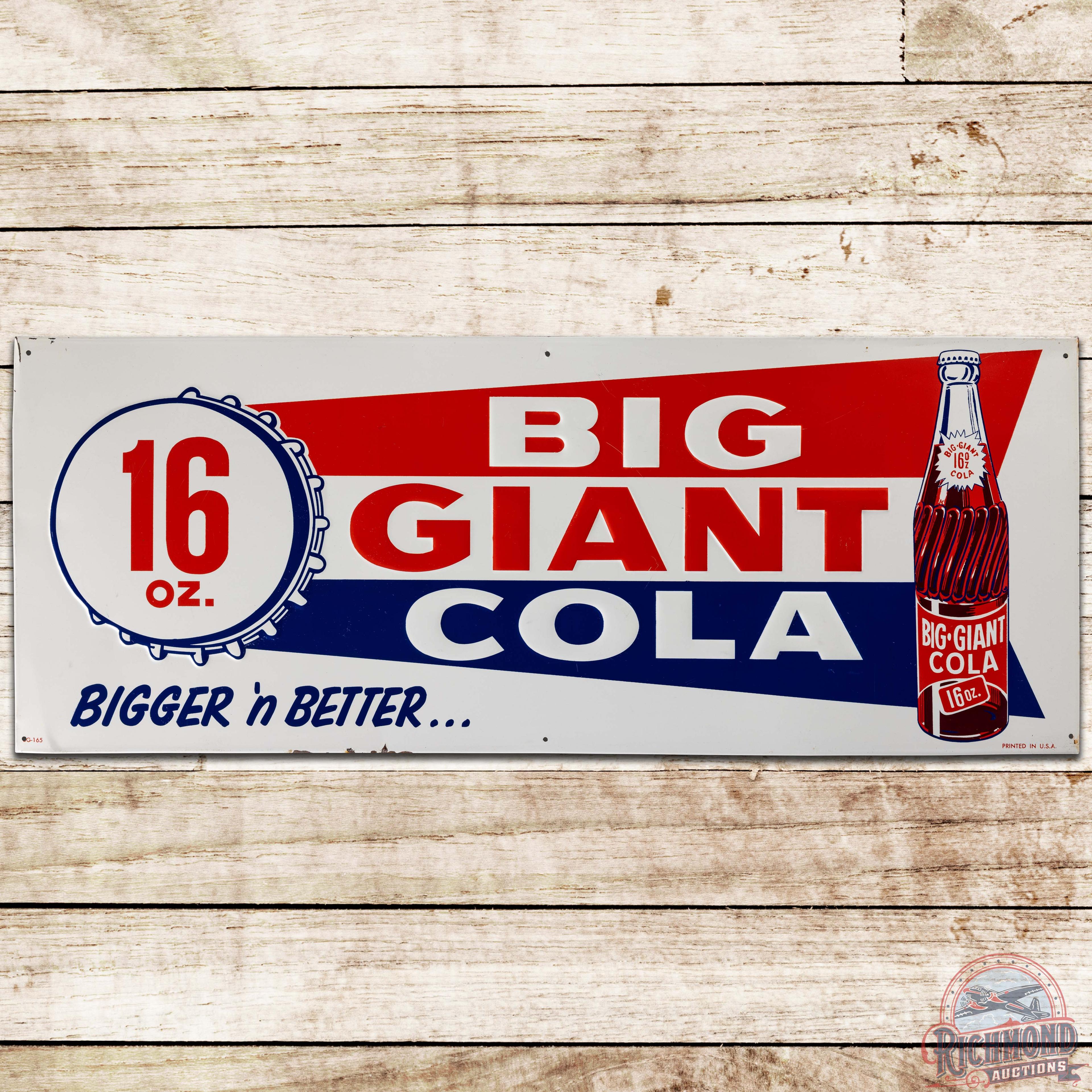 Big Giant Cola "Bigger n' Better" SS Tin Sign w/ Bottle