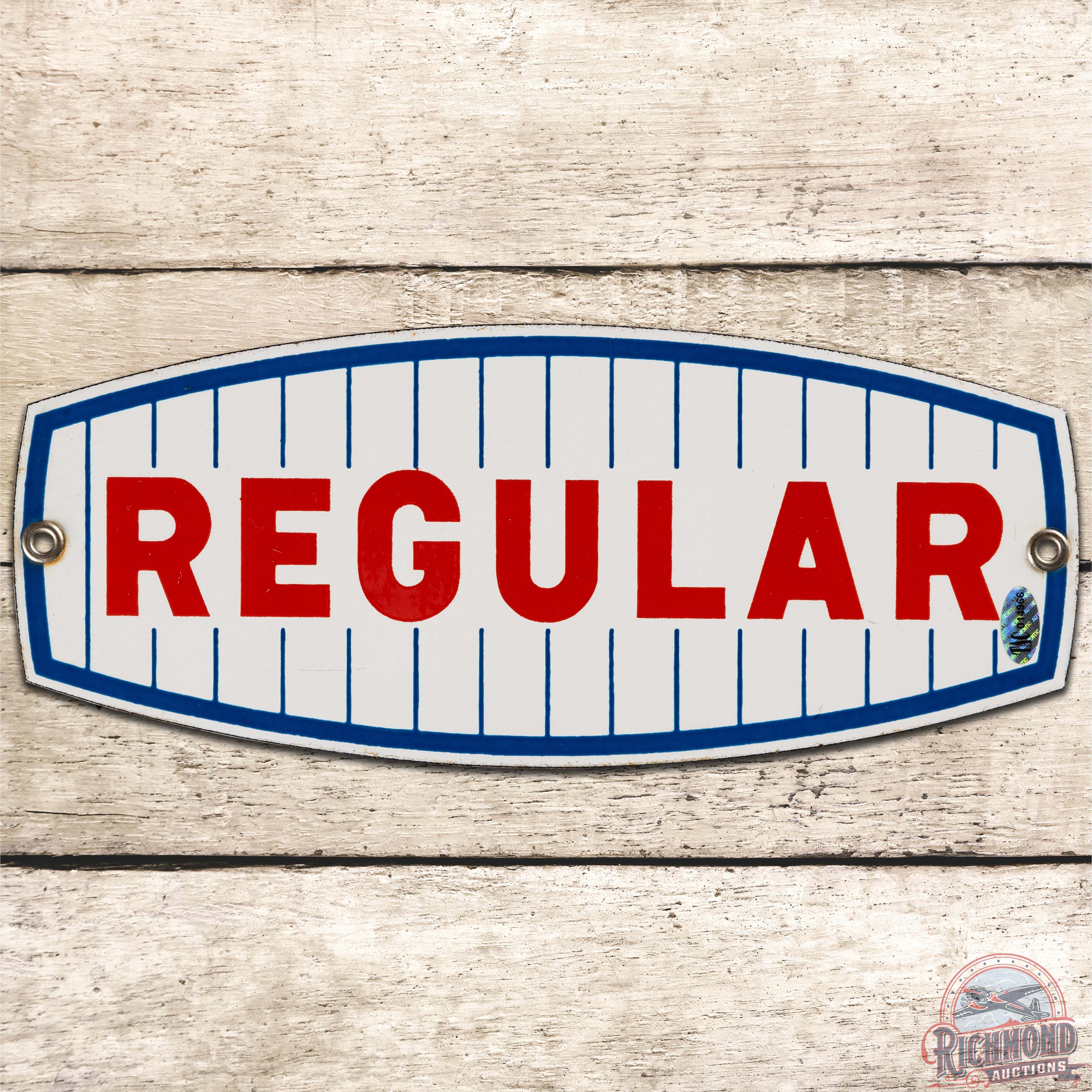 Champlin Regular Gasoline SS Porcelain Pump Plate Sign