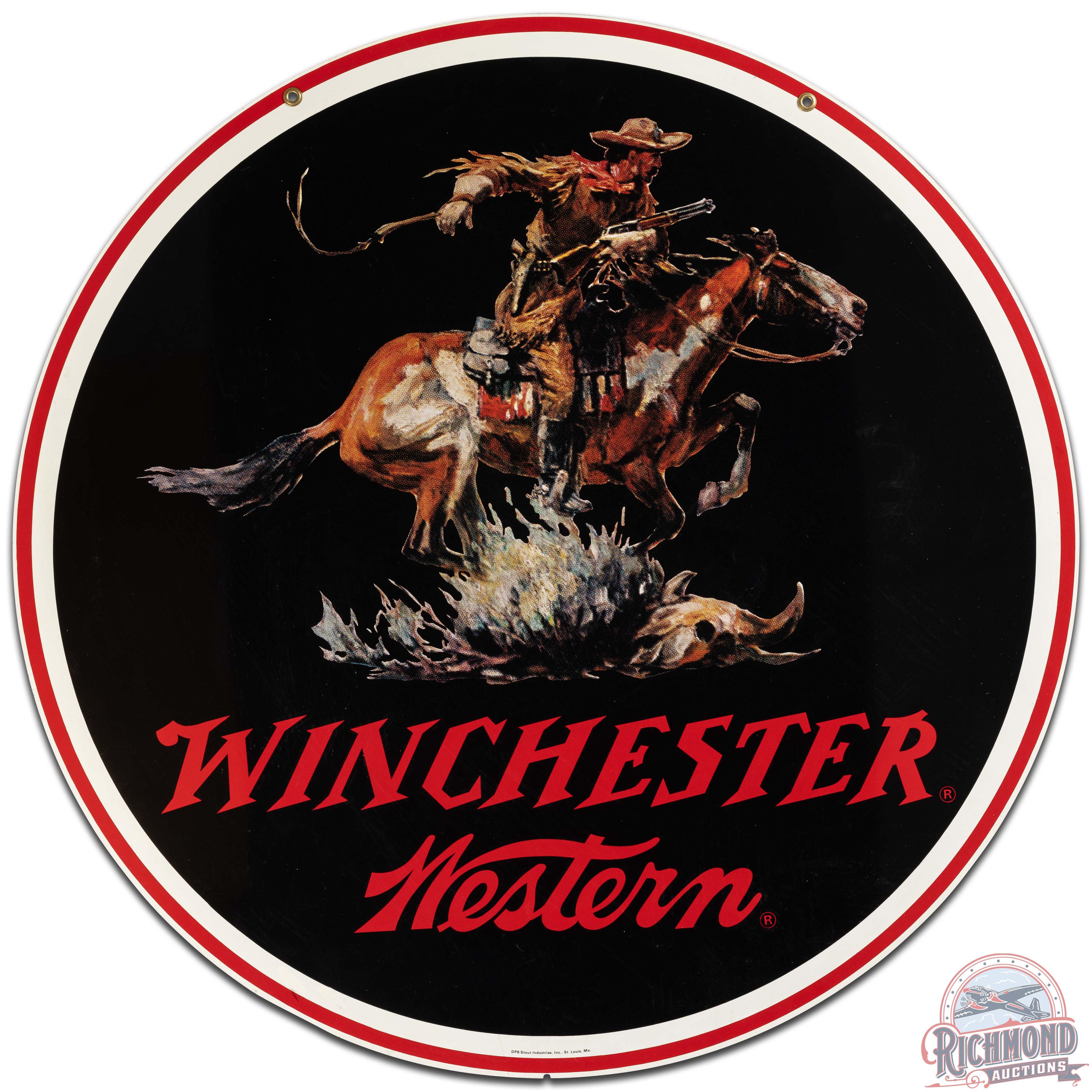 NOS Winchester Western 38" DS Tin Sign w/ Original Box