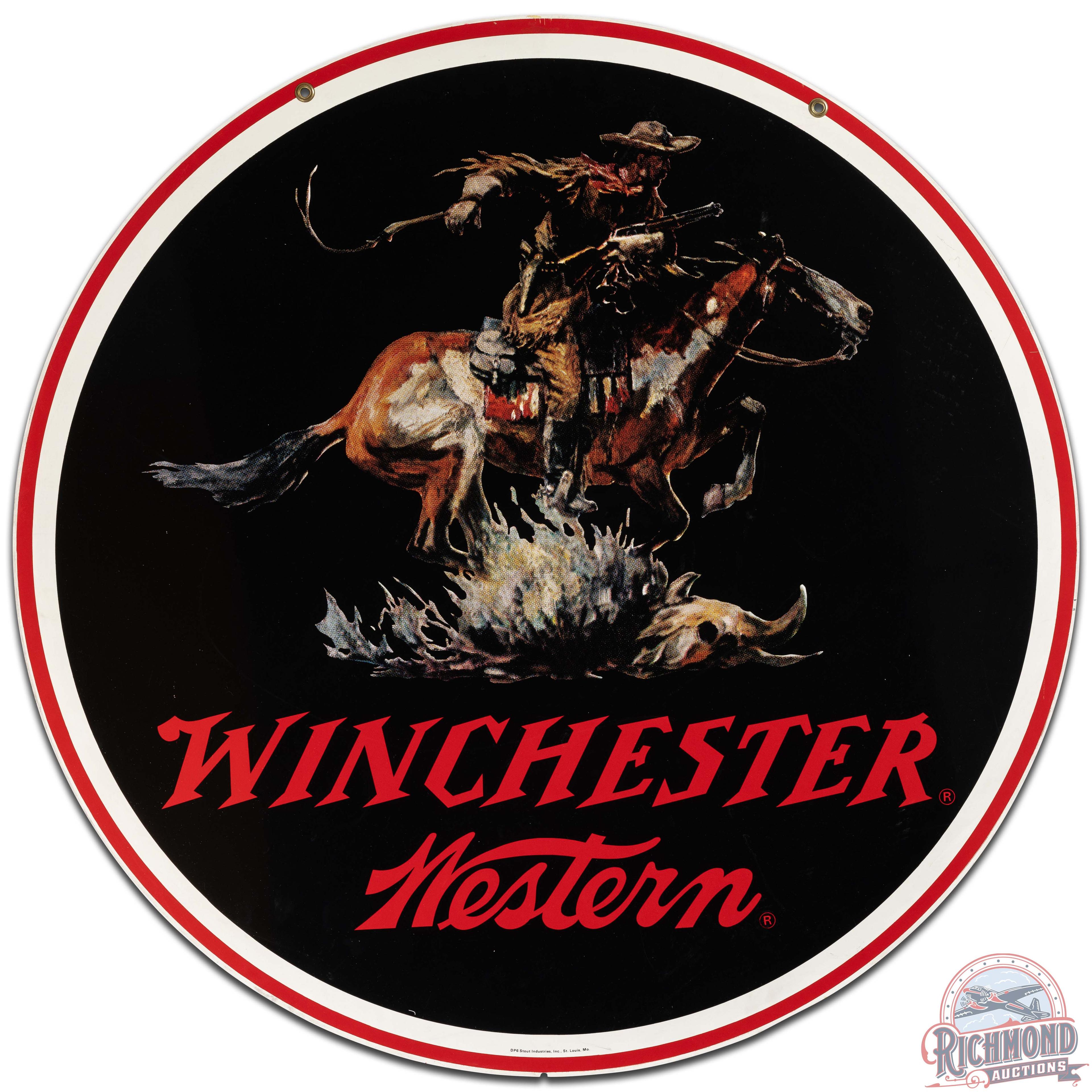 NOS Winchester Western 38" DS Tin Sign w/ Original Box