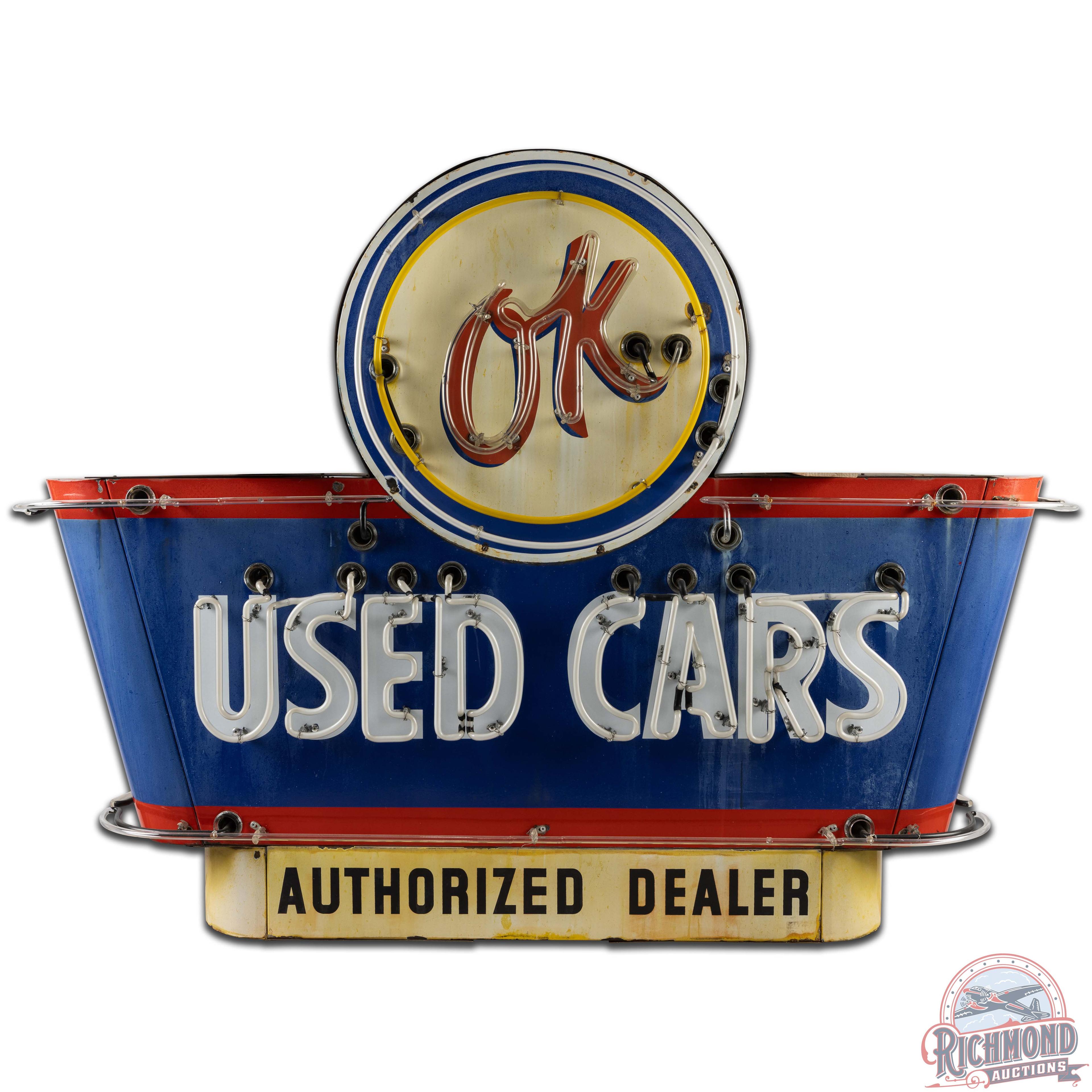 Chevrolet Ok Used Cars Authorized Dealer 6' DS Porcelain Neon Sign