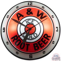 A&W Ice Cold Root Beer 15" Double Bubble Advertising Clock