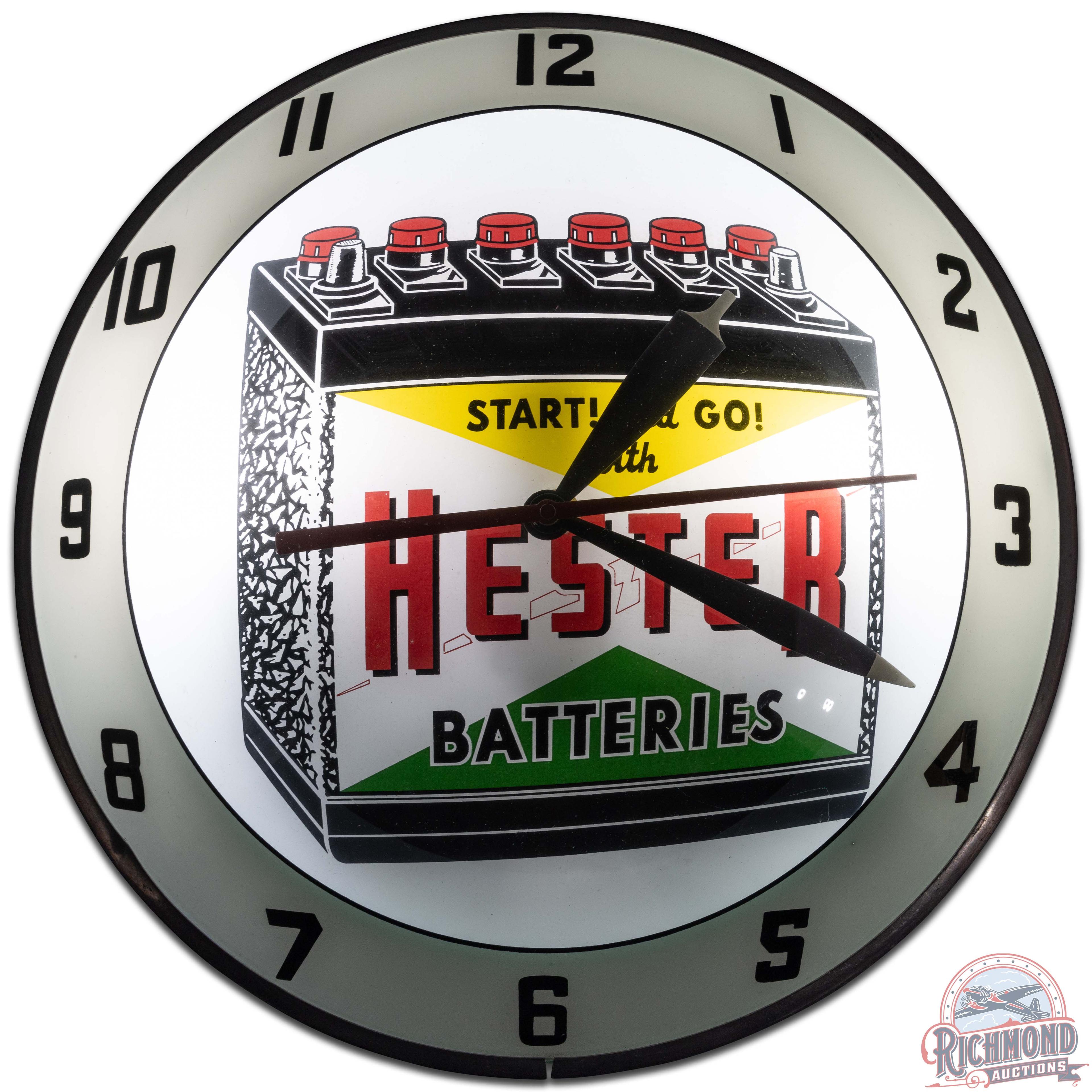 Start & Go! With Hester Batteries 15" Double Bubble Advertising Clock