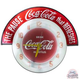 Drink Coca Cola In Bottles Cleveland Neon Advertising Clock w/ Marquee