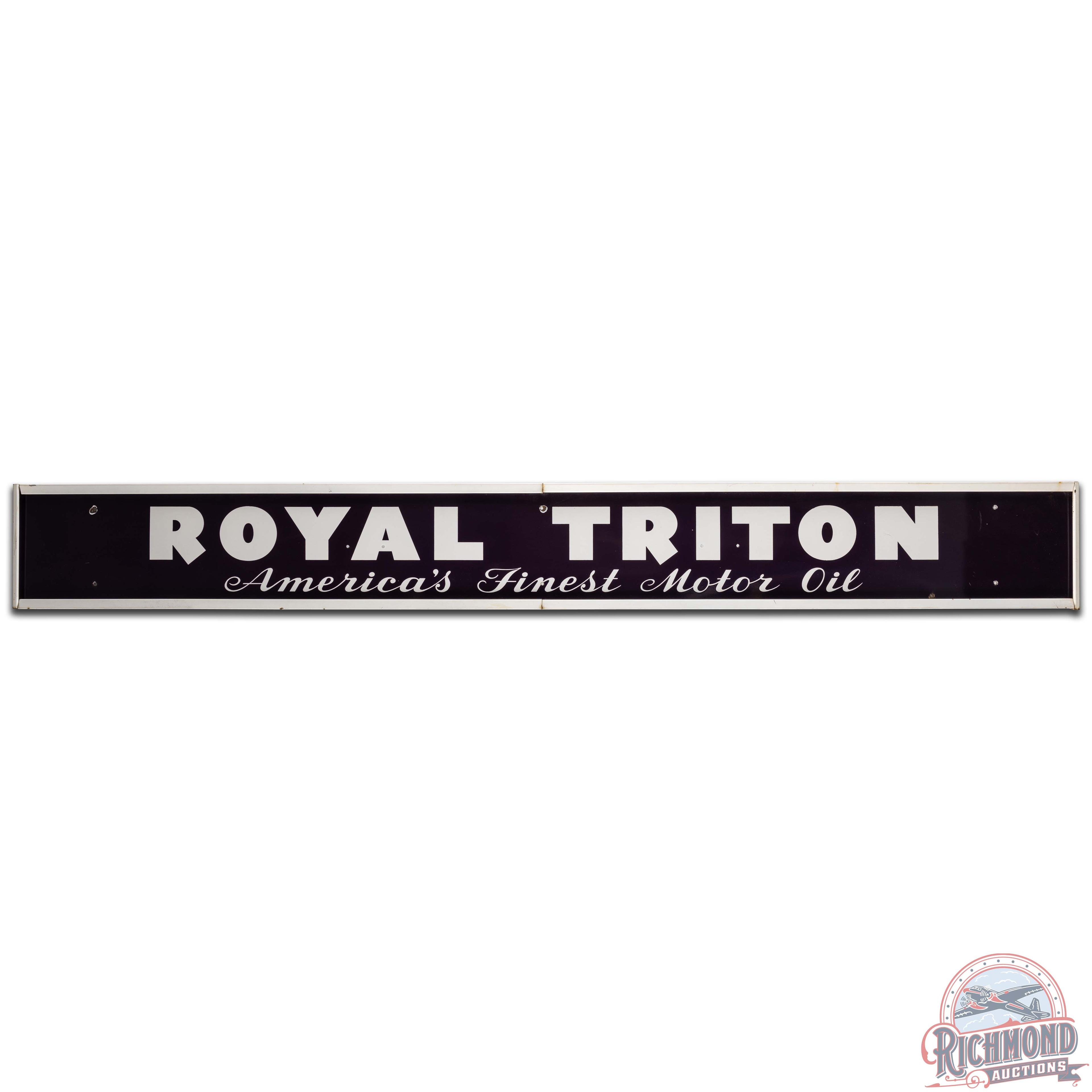 Union 76 Royal Triton America's Finest Motor Oil Horizontal SS Porcelain Sign