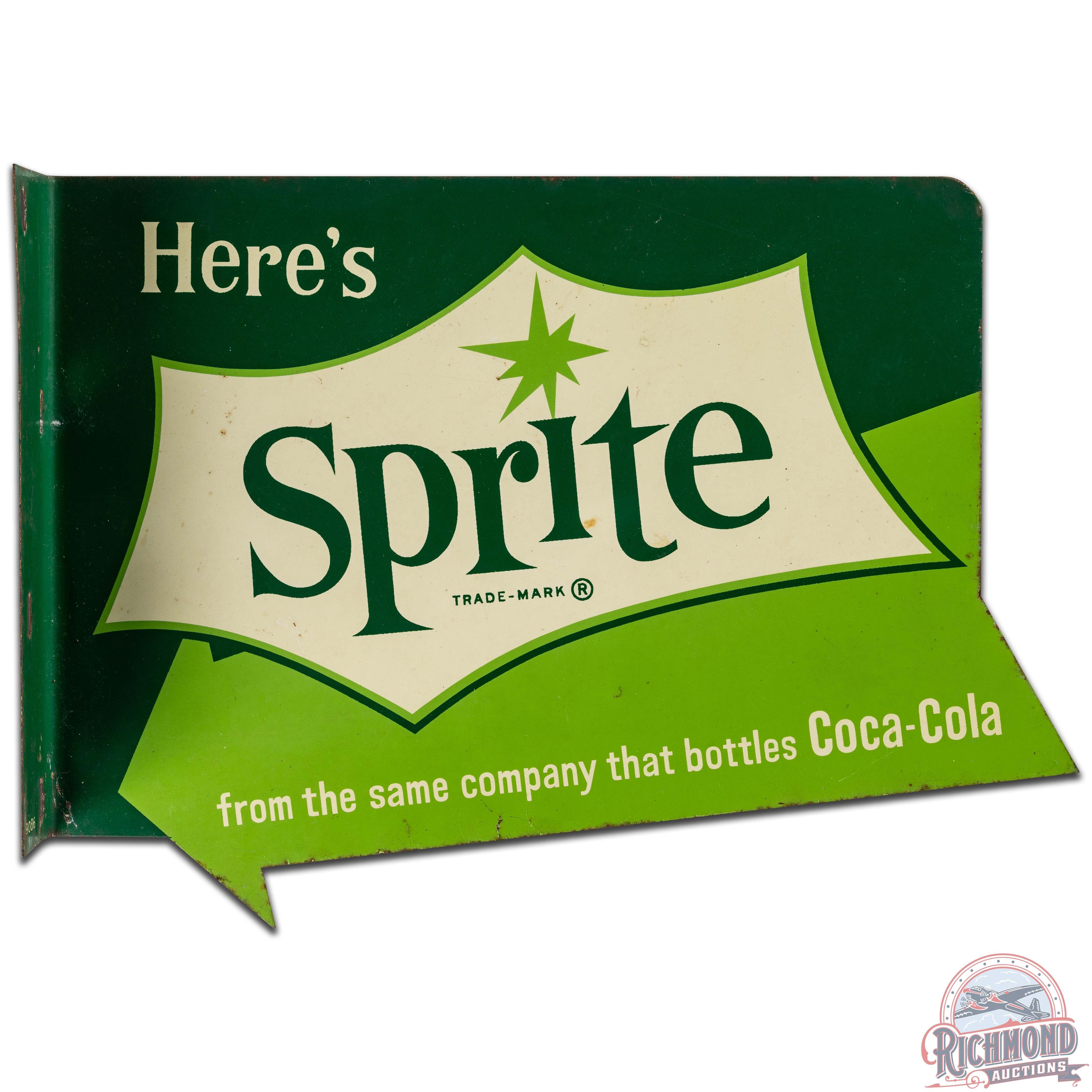 Here's Sprite Die Cut DS Tin Flange Sign w/ Logo