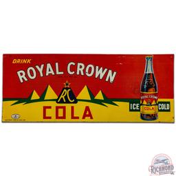 Drink RC Royal Crown Embossed SS Tin Sign w/ Pyramid Bottle Logo