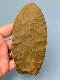 LARGE 5 5/8" Jasper Petalas Blade, Broken+Reguled, Found in Berks Co., PA, Ex: Pat Sutton Collection