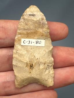 2 1/8" Fluted Paleo Point, Found in Illinois, Well-Made, Good Condition, Ex: Walt Podpora Collection