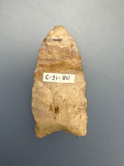 2 1/8" Fluted Paleo Point, Found in Illinois, Well-Made, Good Condition, Ex: Walt Podpora Collection