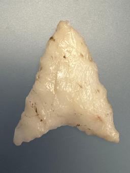 1 1/4" White Quartz Levana Triangle Point, Found in PA