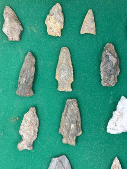 Lot of 30 Various Arrowheads, Rhyolite, Quartzite, Found in Jim Thorpe Area in Pennsylvania, Longest