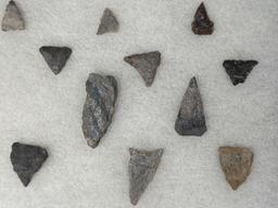 Lot of 30 Rhyolite Points, Arrowheads, Triangles, Fox Creek, Found in Jim Thorpe Area in Pennsylvani