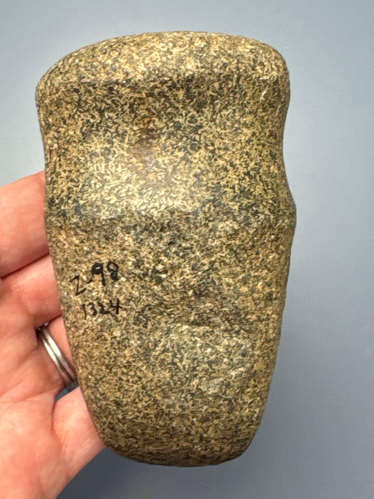 SUPERB 4 1/16" Granite Axe, 3/4 Grooved, SITS ON END, Highly Polished Example, Found in Ohio, Ex: Po