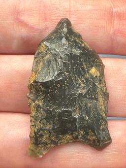 1 1/2" Paleo Point, Ground Base, Ridge and Valley Chert, Found in North Carolina