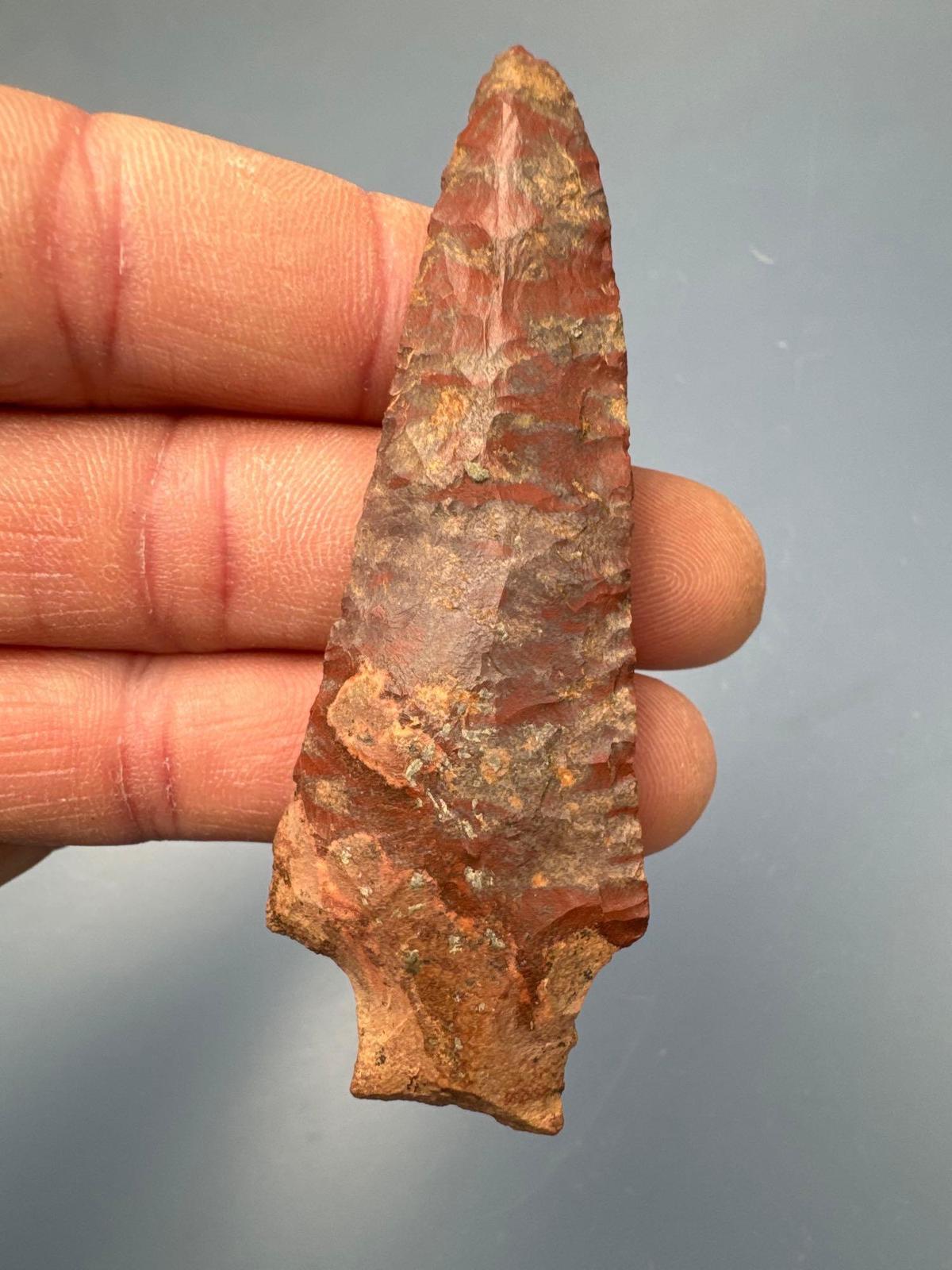 IMPRESSIVE 3 3/16" Horse Creek Chert Stemmed Point, Southeast US, Ex: Burley Collection