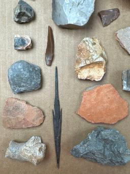 Lot of Various Blades, Pottery, Beads, Western US, Longest is 5 1/4", Ex: Dave Summers Collection