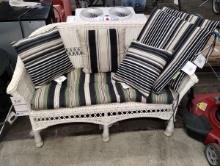 WICKER LOVESEAT WITH EXTRA CUSHIONS