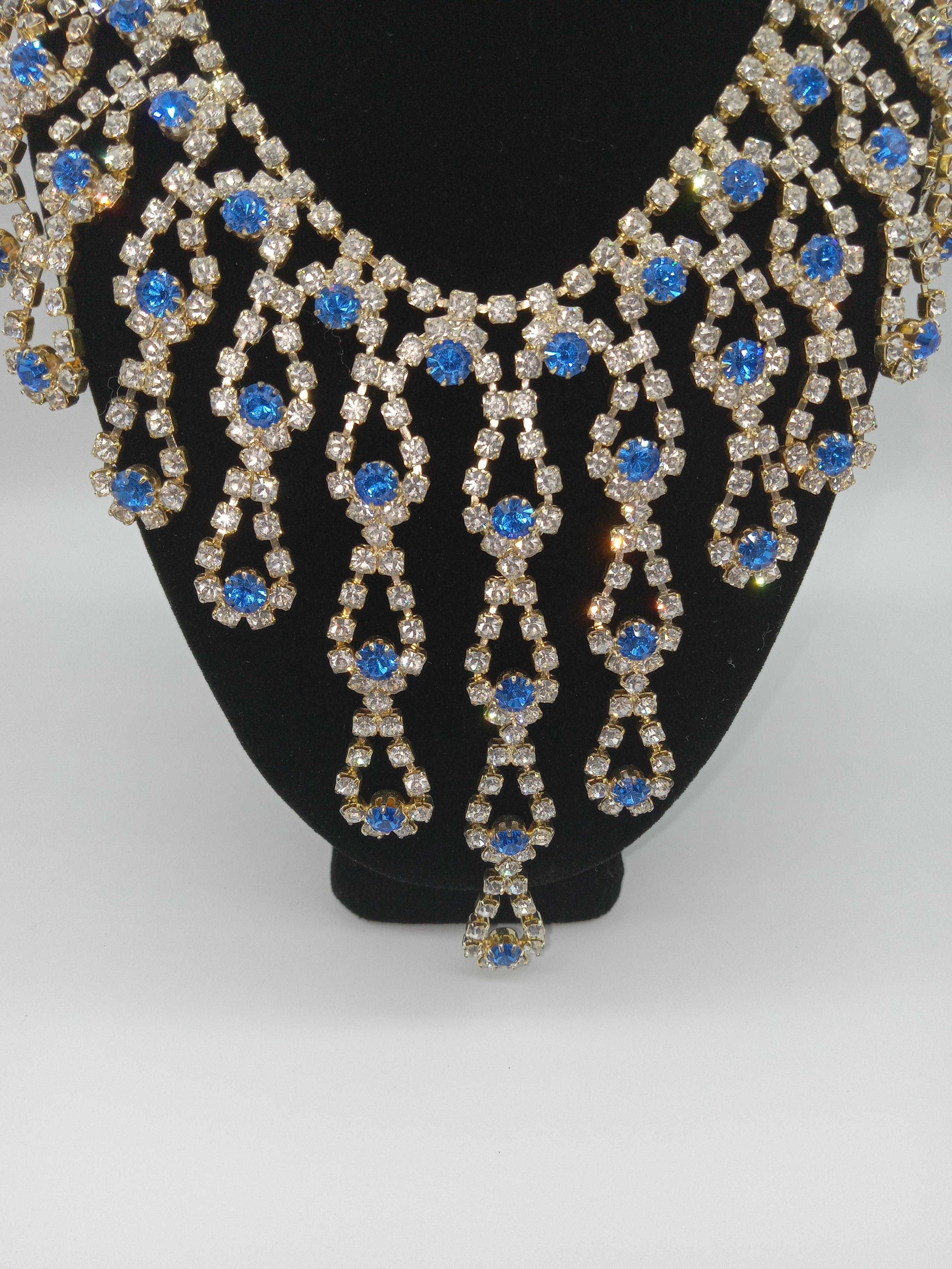 Rhinestone Bib Necklace and Earrings