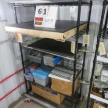 Rack w/Contents:  Plexiglass, Black & White Slick Strip, 3/4"x36" Metal Sha