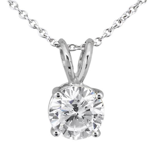 0.25ct. Round Diamond Solitaire Pendant in 18k White Gold (I, SI2-SI3)