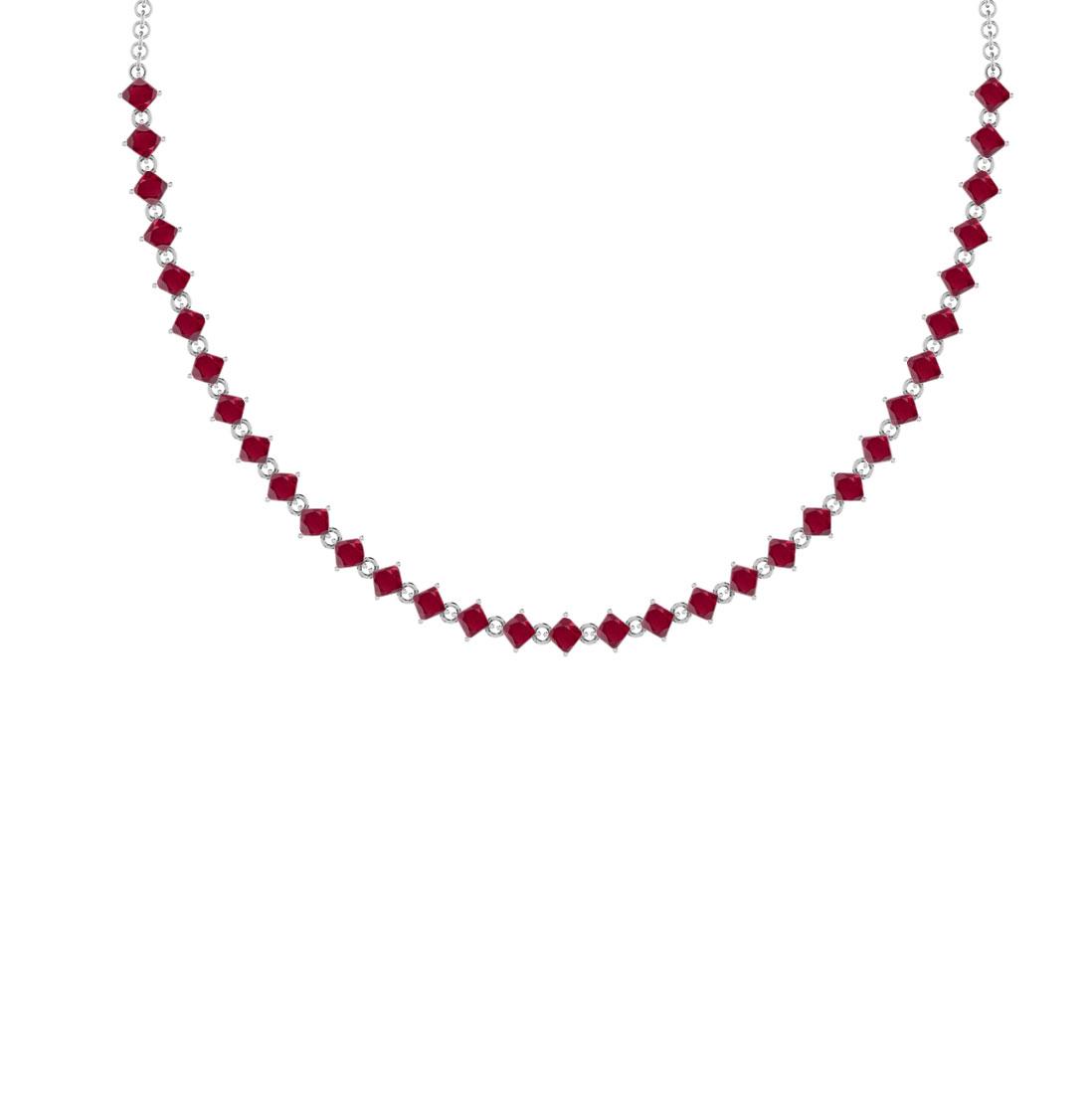 30.03 Ctw Ruby 14K White Gold Necklace