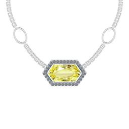 Certified 6.56 Ct Fancy Lemon And Diamond VS/SI1 Platinum Victorian Style Pendant