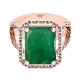 12.71 Ctw VS/SI1 Emerald And Diamond 18K Rose Gold Vintage Style Ring