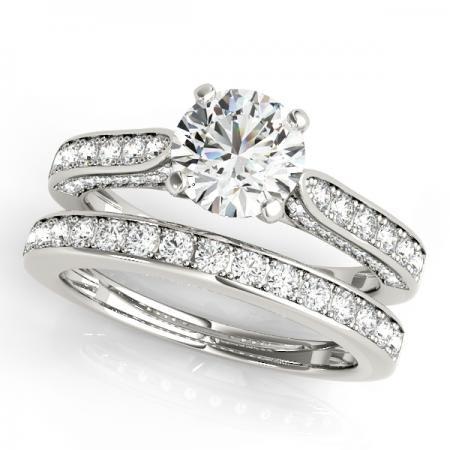 CERTIFIED 18KT WHITE GOLD 1.36 CTW J-K/VS-SI1 DIAMOND BRIDAL SET