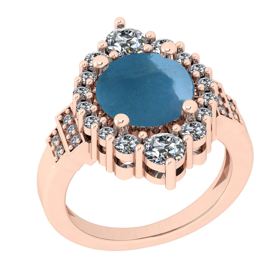 4.30 Ctw SI2/I1 Aquamarine And Diamond 14K Rose Gold Engagement Ring