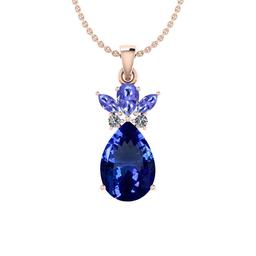 Certified 3.31 Ctw VS/SI1 Tanzanite,Garnet And Diamond 14K Rose Gold Pendant Necklace