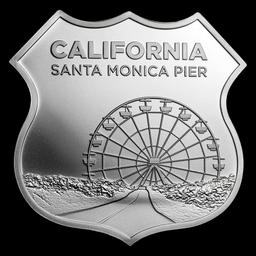 Collectible Icons of Route 66 Shield 1 oz Silver (Santa Monica Pier)