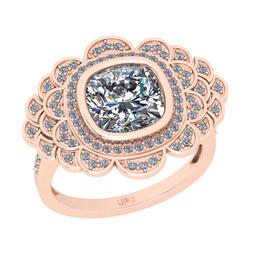 2.24 Ctw SI2/I1 Diamond 14K Rose Gold Engagement Halo Ring