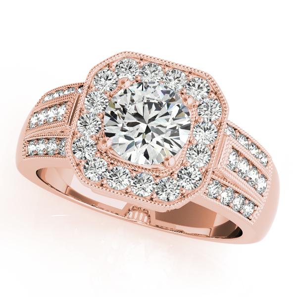 CERTIFIED 18K ROSE GOLD 1.20 CTW J-K/VS-SI1 DIAMOND HALO ENGAGEMENT RING