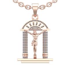 1.40 Ctw SI2/I1 Diamond 14K Rose Gold Jesus Heaven's Gate Pendant Necklace