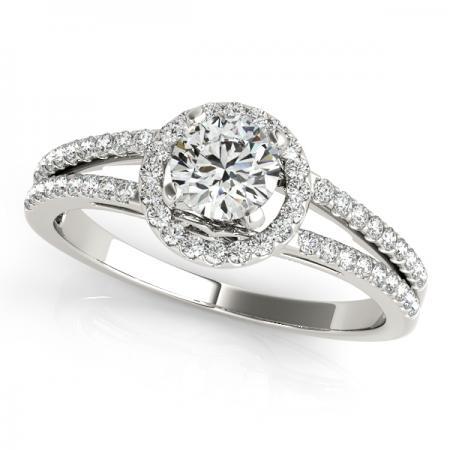 CERTIFIED PLATINUM .95 CTW J-K/VS-SI1 DIAMOND HALO ENGAGEMENT RING