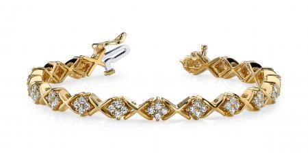 14KT YELLOW GOLD 2 CTW G-H SI2/SI3 X PATTERN DIAMOND BRACELET