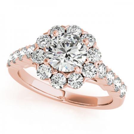 CERTIFIED 14KT ROSE GOLD 1.12 CTW J-K/VS-SI1 DIAMOND HALO ENGAGEMENT RING