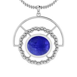 Certified 12.15 Ctw Tanzanite 14K White Gold Victorian Style Pendant