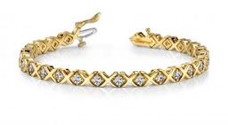 14KT YELLOW GOLD 1 CTW G-H VS2/SI1 X AND O DIAMOND BRACELET