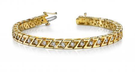 14KT YELLOW GOLD 1 CTW G-H VS2/SI1 Z LINK DIAMOND TENNIS BRACELET