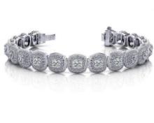 14KT WHITE GOLD 3 CTW G-H SI2/SI3 VINTAGE INSPIRED FANCY DIAMOND BRACELET