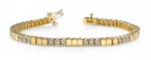 14KT YELLOW GOLD 1 CTW G-H SI2/SI3 TRIPLE BEZEL DIAMOND BRACELET