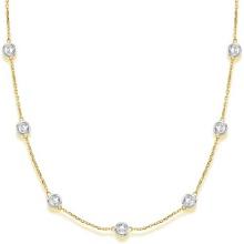 Station Bezel-Set Necklace in 14k Two Tone Gold 5.00ctw