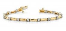 14KT YELLOW GOLD 1 CTW G-H VS2/SI1 SHINY COLUMN LINK DIAMOND BRACELET